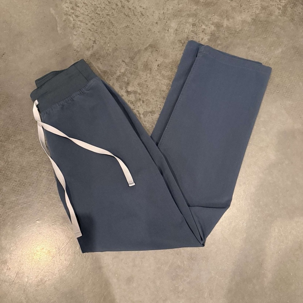 Figs Women's Blue Pants with White Drawstring